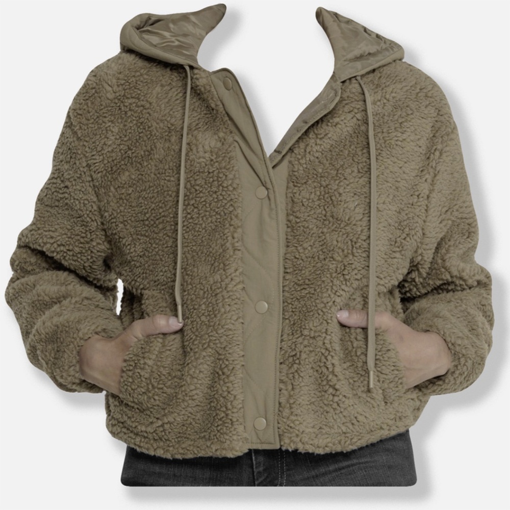 New Look Sherpa Jacket - NWT Womens Size‎ Medium Olive - #46527-DSK2